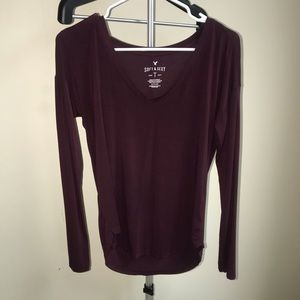 American Eagle Maroon Small Soft & Sexy Top
